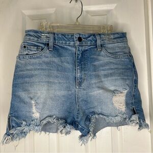 Guess High Waist Denim Shorts Light Wash Size 28